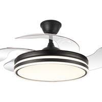Lampe de ventilateur de plafond sans lame LED rétractable invisible Smart 36/42/48 pouces avec télécommande 3 couleurs pour une utilisation en cuisine
