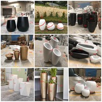 Grand pot de plantes rectangulaire, grande jardinière en fibre de verre pour l'extérieur, pots de jardin en fibre d'argile et de ciment pour plantes
