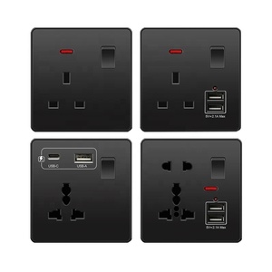 Interruttori Elettrici da Parete Neri per Casa 240V, Presa a Muro USB-C da 18W, Dimmer a 1 Posto con Regolatore di Velocità e Presa Cavo Cat 6 UK per Computer - Product Image 5