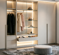Dressing moderne sur mesure avec éclairage LED, table de maquillage intégrée et armoire de rangement pour chambre à coucher