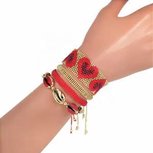 Miyuki Seed Beads Wickel armband Handgemachtes Muschel perlen armband Set LIEBE Muster Design Verstellbares gewebtes weibliches Damen armband