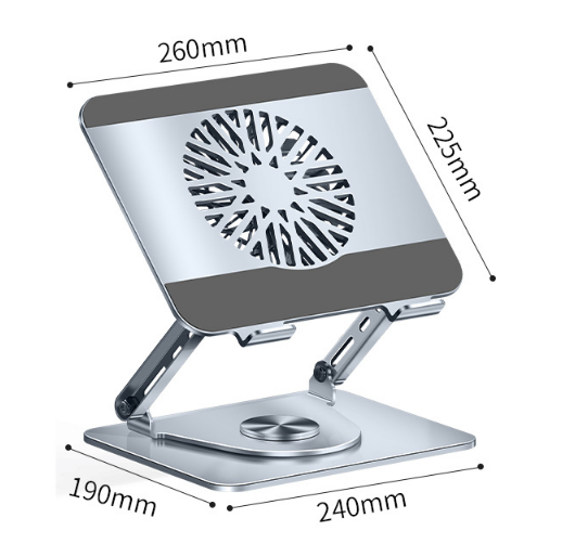 10 to 17 Inch Carbon Steel and Aluminum Foldable Holder with Rotation Function Laptop Stand With Cooling Fan