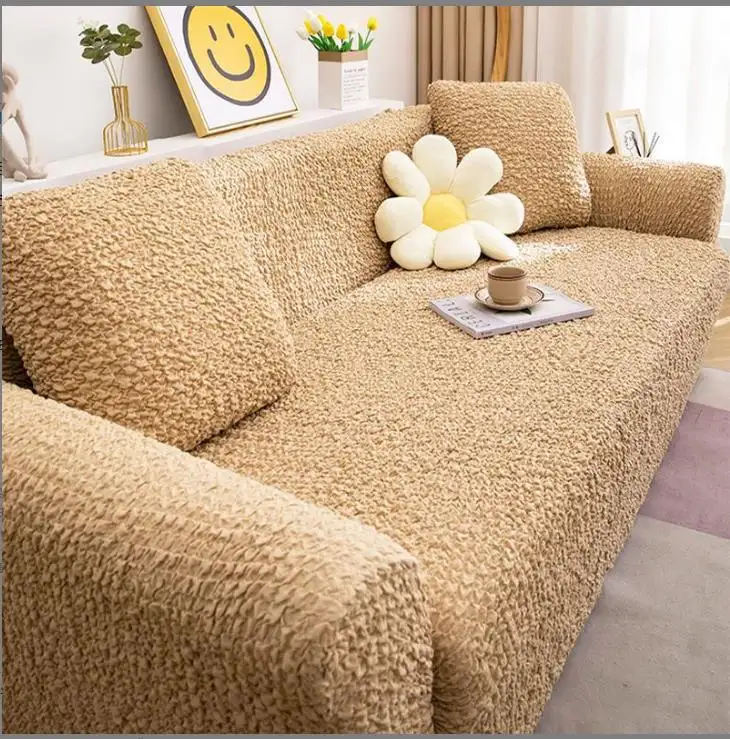 Sarung Sofa Universal, produk penutup ranjang melar bentuk L 6 tempat duduk