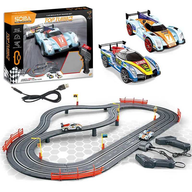 A49-12 Plastic Mini Electric Slot Cars 1:43 Scale DIY Construction Race Tracks Sets For Children's Education Toys