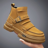 Bottes de travail athlétiques montantes pour hommes, nouvelle collection printemps, couleur unie, style britannique, polyvalentes, pour l'extérieur, avec semelle extérieure en caoutchouc épais et antidérapante surélevée