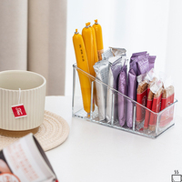 Support de rangement transparent pour télécommandes avec 4 compartiments, organiseur de sachets de thé en plastique, support de rangement de bureau transparent pour le bureau