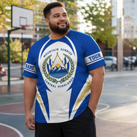 T-shirt imprimé intégral pour hommes grandes tailles, avec emblème personnalisé par sublimation, extensible, à manches courtes, vente en gros