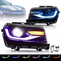Phares avant LED RGB JC Upgrade Factory pour Chevrolet Camaro 2014 2015, avec feux de jour DRL et clignotants, Plug and Play