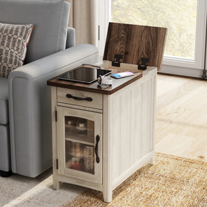 Professional Furniture Manufacturer Side <b>Table</b> for Wholesale, Farmhouse <b>End</b> with <b>Storage</b> and Charging Station - Product Image 2