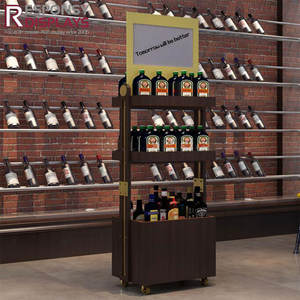 Espositore da pavimento in legno multistrato stile rustico mensola per liquori Vintage whisky bottiglia di supporto per vendita al dettaglio di enoteca - Product Image 6