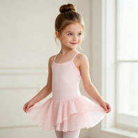Justaucorps de ballet pour filles AM003, bretelles spaghetti, dos croisé, jupe en mousseline, en spandex et coton doux, pour la danse, l'entraînement et les spectacles pour tout-petits