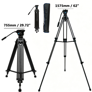 Trépied à amortissement fluide pour <span class=keywords><strong>une</strong></span> réduction de vibrations optimale lors de la prise de vue vidéo et dynamique, avec pieds interchangeables de 29,72 à 70,87 pouces de hauteur - Product Image 1