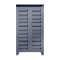 Armoire de rangement extérieure en métal sur mesure, 2 portes, ventilée à persiennes, avec toit plat incliné, en acier, pour balcon et patio