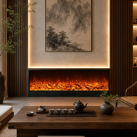 Cheminée électrique 3D intégrée avec flamme LED, décoration d'intérieur, meuble de salon, verre trempé, classe d'efficacité énergétique