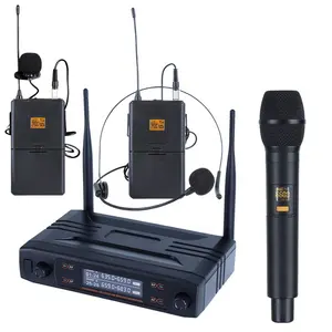 Ensemble de micro vocal sans fil professionnel Microphone sans fil portable dynamique UHF microfone sem fio profissional sing 2