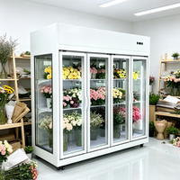 Réfrigérateur commercial à 4 portes vitrées pour fleurs, avec circulation d'air, pour la conservation des fleurs fraîches coupées des fleuristes
