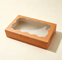 Boîte d'emballage pour desserts en papier kraft avec fenêtre, boîte en papier personnalisée imprimée avec laminage UV pour pâtisserie, gâteaux, biscuits, aliments, emballage cadeau