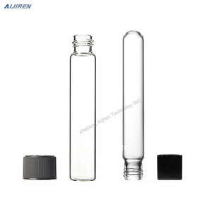 Aijiren 15mL Laboratory Clear Glass Flat Round Bottom COD Vials Rubber Septa And Plastic Screw Caps
