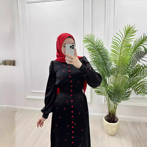 Vêtements ethniques Abayas Robes imprimées pour femmes Ceintures simple boutonnage Jalabiya Ramadan <span class=keywords><strong>Maroc</strong></span> Dubai Eid Muslim Kaftan - Product Image 5