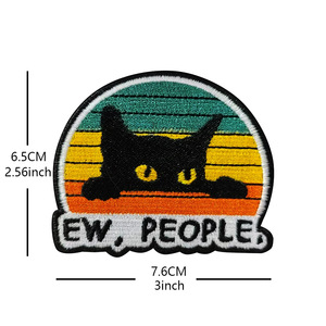 I DO WHAT I WANT Funny <strong>and</strong> Creative Colored Striped Cat <strong>Hook</strong> <strong>Loop</strong> Embroidered Cloth Sticker for Outdoor Backpack Decoration - Product Image 2