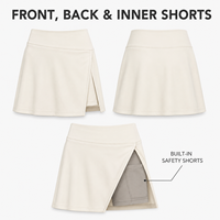 Jupe-short de tennis personnalisée pour femmes, taille haute, avec fente avant et short intégré, pour le sport et l'entraînement sur le court de tennis