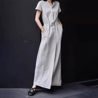 Robe chemise en coton et lin à manches courtes Sweethoney, style estival, élégante et tendance, jupe longue droite en lin, robe ajustée
