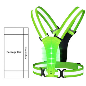 Khả năng hiển thị cao en20471 4 + 4 LED phản quang an toàn vest có thể điều chỉnh ban nhạc người chiến thắng chạy đèn IP65 đánh giá 3 chế độ điều khiển cảm ứng - Product Image 1