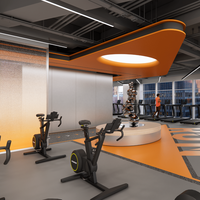 Service de conception de studio de fitness de luxe, rendu 3D, aménagement moderne de studio de yoga et de pilates, solution d'aménagement intérieur de salle de sport