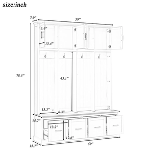 Armoire en bois traditionnelle de qualité supérieure pour chambre principale, avec étagères, tiroirs, système de rangement suspendu et porte, écologique - Product Image 3