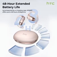 Écouteurs Traducteurs IA HTC NE35, Prise en Charge de 134 Langues, Conception Sans Fil Ouverte, Bluetooth 6.0, Véritables Écouteurs Sans Fil