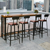 Table de bar murale moderne en fer forgé Table longue avec tabouret haut pour la maison Balcon Chaise en métal personnalisable