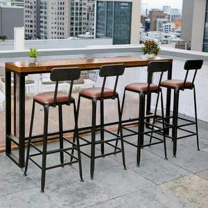 Mesa de Bar moderna de hierro forjado montada en la pared, mesa larga con taburete alto para el hogar, balcón, silla de Metal personalizable - Product Image 6