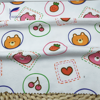 Groothandel 260gsm 92% P 8% Sp Gebreide Polyester Print Witte Cartoon Beer & Fruit Patroon Stretch Kids Kleding & Home Decor Lage Prijs