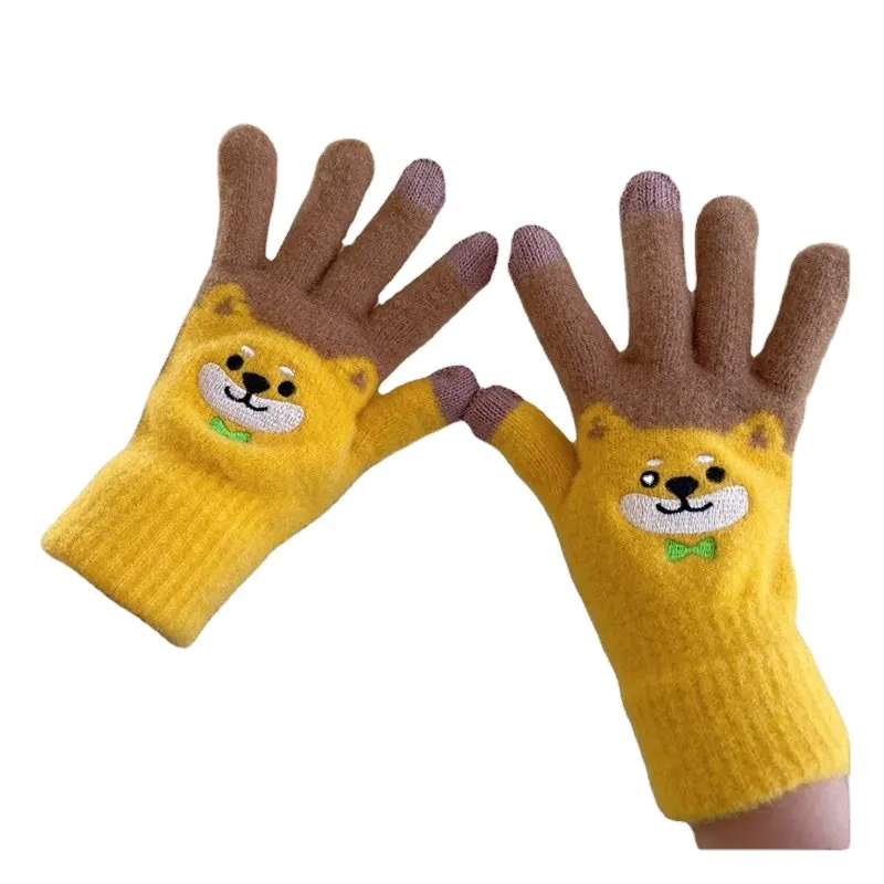 Cheap Selling Out Door Riding Winter Gloves Of Student Warm Cute Female Cycling Five Fingers Touch Screen Cotton Warm Gloves