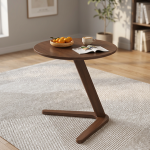Table basse ronde en bois moderne, design mid-century, meubles de salon, base en bois massif durable - Product Image 2
