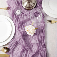 Chemin de table en crêpe de Bali, style nordique, personnalisable, plissé, en polyester, décoration de fête de mariage, serviette en gaze, tissu, vente en gros d'usine