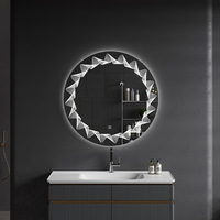 Espejo de Baño con Marco de Vidrio Iluminado por LED, Montado en la Pared, con Enchufe, Pantalla Táctil, Antivaho, Funciones Inteligentes, Diseño Creativo para Hotel