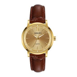 Montre pour femme HALEI neuve, originale, à quartz, bracelet en cuir, étanche 3 ATM, chiffres romains, mouvement japonais, vente en gros. - Product Image 3