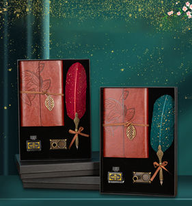 حار بيع النحاس العتيقة الريشة القلم مع الحبر دفتر والصلب نصائح الخط ريشة قلم هدية مجموعة للرسم - Product Image 2