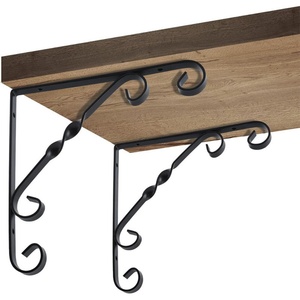 Staffa a Muro Triangolare Decorativa in <span class=keywords><strong>Ferro</strong></span> <span class=keywords><strong>Battuto</strong></span> per Carichi Pesanti, per Mensole in Legno - Product Image 1