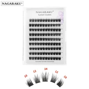 NAGARAKU DIY Cluster Extensão Cílios Dovetail Segmentado Cílios Volume Natural Isqueiro Pacotes Maquiagem Ferramentas Halloween