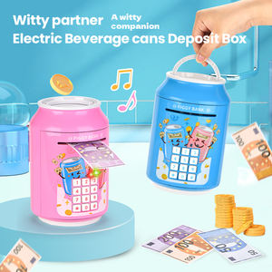 Tirelire ATM avec serrure à code, lumières, musique, design de canette de boisson, boîte à monnaie électronique pour enfants, éducation financière - Product Image 2