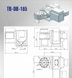 Mesin aksesoris alat 165mm Diameter 5th 5 sumbu lengan tunggal horisontal Indexing meja putar untuk mesin bubut CNC