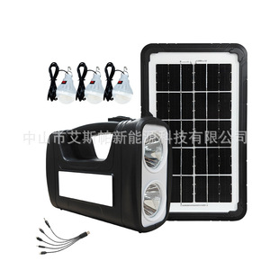Solar Powered Flashlight 10W Dual Led <b>Light</b> Outdoor <b>Emergency</b> Lighting System With Solar Panel And Bulbs - Product Image 1