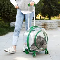 Trolley Winkelwagen Te Gebruiken Voor Pet Carrier Transparante Hele View Voor Katten Honden Kleine Dieren Pet Carrier Bag Met Wielen