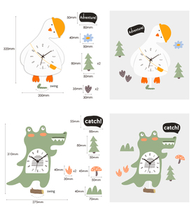 Reloj de Pared Infantil con Diseño de Gato de Dibujos Animados, Reloj de Péndulo con Forma de Animal de MDF para Habitación Infantil - Product Image 4