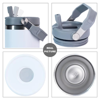 Mug de voyage isotherme en acier inoxydable à double paroi, anti-fuite, avec paille, réutilisable, pour le camping, le thé ou le café
