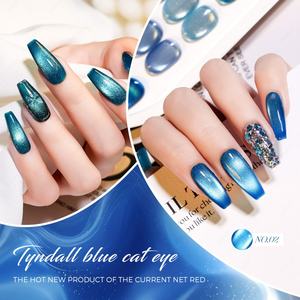 Collection de vernis à ongles gel œil de chat JTING TPO Hema Free Design 12 couleurs Tyndall Blue Cat Eye Gel Polish OEM 15ml, fournitures pour salon - Product Image 6