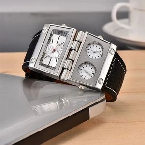 Personaliza Tu Propio Logotipo, Reloj Oulm 9525, Reloj de Cuarzo Informal de Lujo, Relojes Deportivos, Esfera Grande, Pantalla Dual, Resistente al Agua, para Hombre - Product Image 3