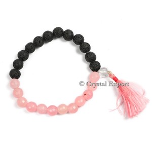Rose Quartz with Lava Power Healing <b>Bracelet</b> - Product Image 1